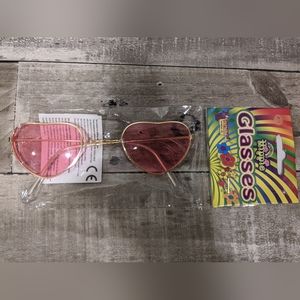 Forum Novelties 1970s Disco Hippie Pink Heart Shaped Glasses Novelty